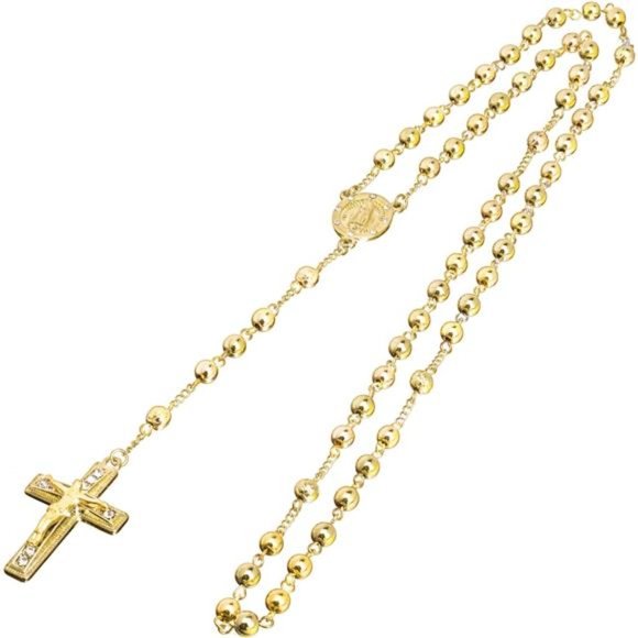 metaltree98 Rosary Gold Silver Black Rose Gold Tone Guadalupe Jesus Cross - Picture 1 of 4